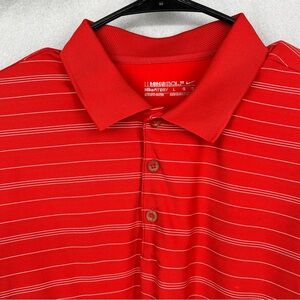 Nike Men's Red Polo Shirt with Stripes